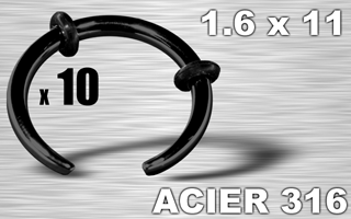 lot de 10 arcs acier noir 1.6 - diametre 11 mm