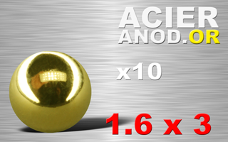 lot de 10 boules acier 1.6 x 3 anod. or