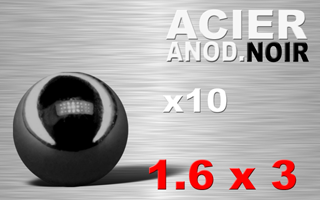 lot de 10 boules acier 1.6 x 3 anod. noir