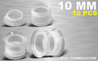 lot de 10 flesh tub acrylique translucide vissable - diametre 10 mm