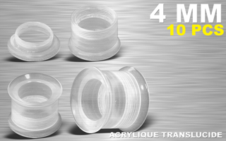 lot de 10 flesh tub acrylique translucide vissable - diametre 5 mm