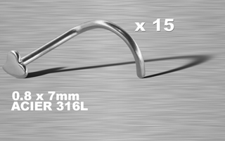 lot de 15 nose studs acier 316 l - 0.8 x 7 mm -coeur