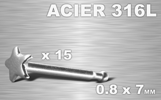 lot de 15 nose studs acier 316 l - 0.8 x 7 mm - etoile