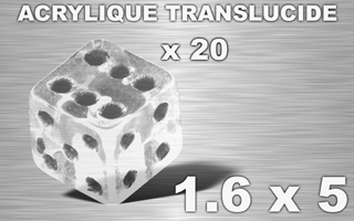 lot de 20 des acrylique translucide 1.6 x 5
