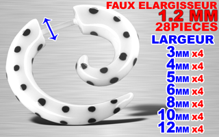 lot de 28 faux elargisseurs acryliques - percage a 1.2 mm