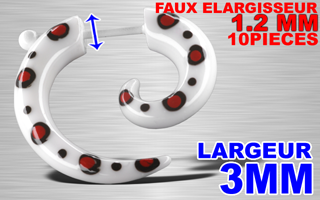 lot de 10 faux elargisseurs 3 mm acryliques - percage a 1.2 mm