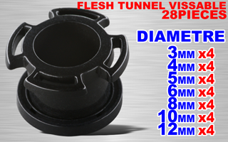 lot de 28 flesh tunnel acryliques vissables