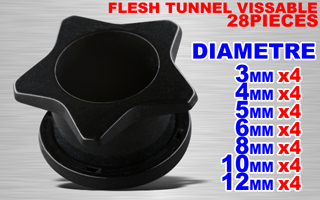 lot de 28 flesh tunnel acryliques vissables
