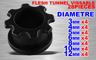 lot de 28 flesh tunnel acryliques vissables