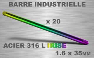 lot de barre industrielle acier 316 l anodise irise - 1.6 x 35 mm