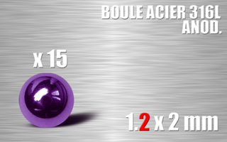 lot de 15 boule acier 316l anodise mauve 1.2 x 2