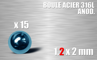 lot de 15 boule acier 316l anodise ciel 1.2 x 2