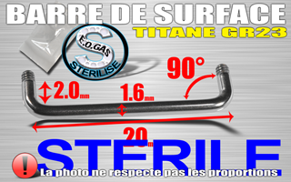 lot de 10 barres de surfaces titange grade 23 coudees - sterilise. mentions au dos du sachet : matiere du bijou - date de peremption - type de sterilisation - emballage individuel
