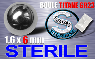 lot de 10 boules titane grade 23 - 1.6 x 6 - mentions au dos du sachet : matiere du bijou - date de peremption - type de sterilisation - emballage individuel
