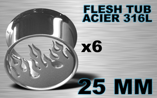lot de 6 flesh tub acier - flamme - diametre 25 mm - coupe au laser