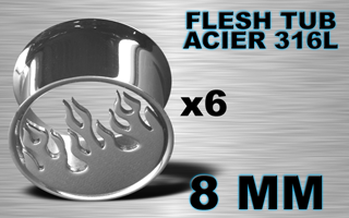 lot de 6 flesh tub acier - flamme - diametre 8 mm - coupe au laser