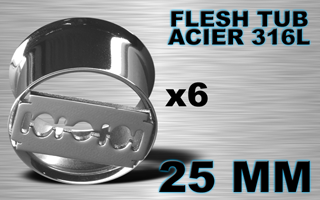 lot de 6 flesh tub acier - blade - diametre 25 mm - coupe au laser