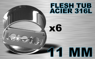 lot de 6 flesh tub acier - blade - diametre 11 mm - coupe au laser