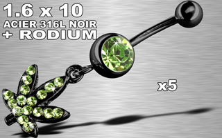 lot de 5 bananes acier 316 l noir - cannabis rodium