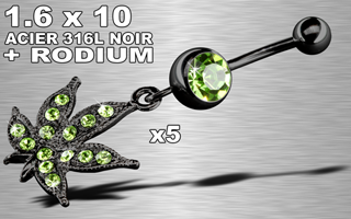 lot de 5 bananes acier 316 l noir - cannabis rodium