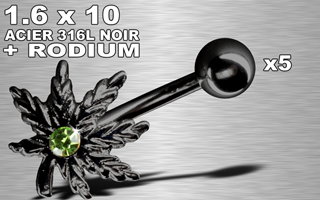 lot de 5 bananes acier 316 l noir - cannabis rodium