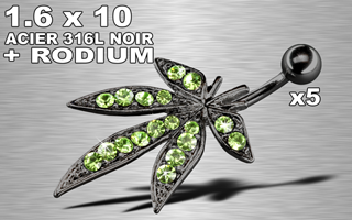 lot de 5 bananes acier 316 l noir - cannabis rodium