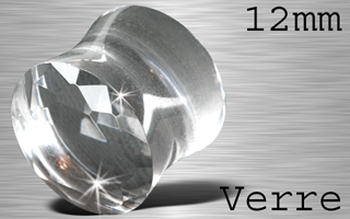 lot de 10 plugs echancres - verre translucide ciseles - diamtre 12 mm