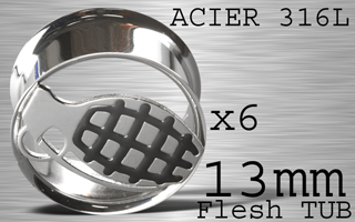 lot de 6 flesh tub acier - grenade - diametre 13 mm - coupe au laser