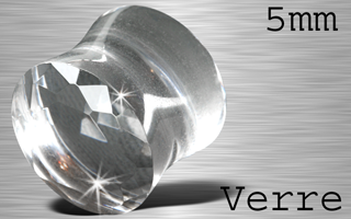 lot de 10 plugs echancres - verre translucide ciseles - diamtre 5 mm