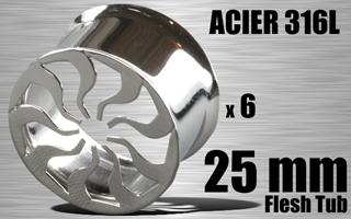 lot de 6 flesh tub acier - diametre 25 mm - coupe au laser