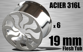 lot de 6 flesh tub acier - diametre 19 mm - coupe au laser
