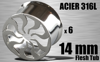 lot de 6 flesh tub acier - diametre 14 mm - coupe au laser