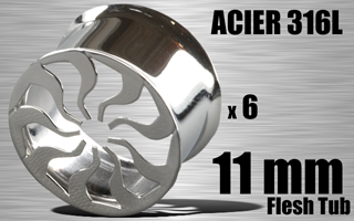lot de 6 flesh tub acier - diametre 11 mm - coupe au laser