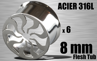 lot de 6 flesh tub acier - diametre 8 mm - coupe au laser