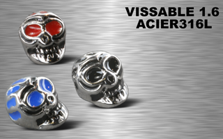 lot de 3 tetes de mort acier 316 l casting - vissable 1.6