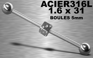 lot de 5 industril acier 316 l - 1.6 x 31 - boule 4 mm -