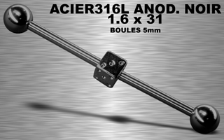 lot de 5 industril acier 316 l anod. noir- 1.6 x 31 - boule 4 mm -