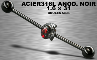 lot de 5 industril acier 316 l anod. noir- 1.6 x 31 - boule 4 mm -
