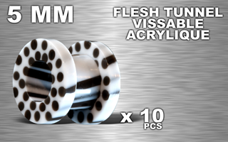 lot de 10 flesh tunnel acrylique 5 mm