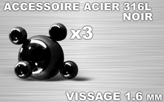 lot de 3 accessoires conforme a la photo - vissage 1.6 - acier 316 l anodise noir