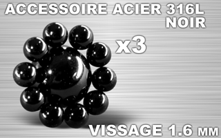 lot de 3 accessoires conforme a la photo - vissage 1.6 - acier 316 l anodise noir