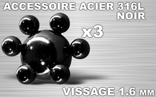 lot de 3 accessoires conforme a la photo - vissage 1.6 - acier 316 l anodise noir