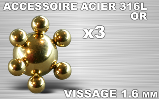 lot de 3 accessoires conforme a la photo - vissage 1.6 - acier 316 l anodise or
