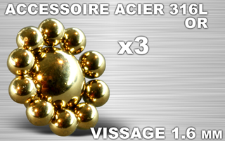 lot de 3 accessoires conforme a la photo - vissage 1.6 - acier 316 l anodise or