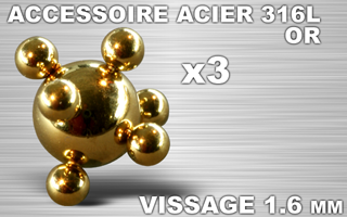 lot de 3 accessoires conforme a la photo - vissage 1.6 - acier 316 l anodise or