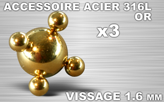 lot de 3 accessoires conforme a la photo - vissage 1.6 - acier 316 l anodise or