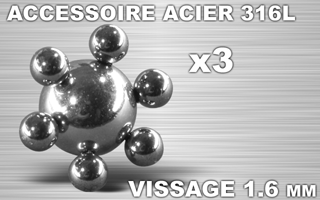 lot de 3 accessoires conforme a la photo - vissage 1.6 - acier 316