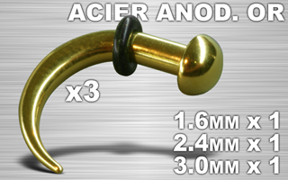 lot de 3 griffes elargisseur acier + anodise or