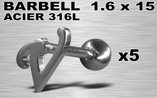 lot de 5 barbells acier 316