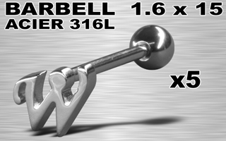 lot de 5 barbells acier 316